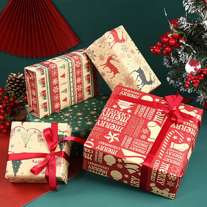 Gift Wrapping Paper, Made from Recycled Kraft Paper, 20 Pack 70X50CM Folded Sheets With Ribbon