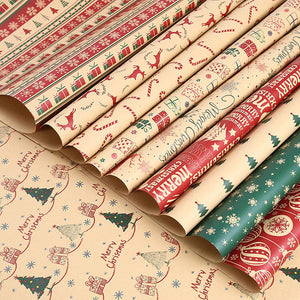 Gift Wrapping Paper, Made from Recycled Kraft Paper, 20 Pack 70X50CM Folded Sheets With Ribbon