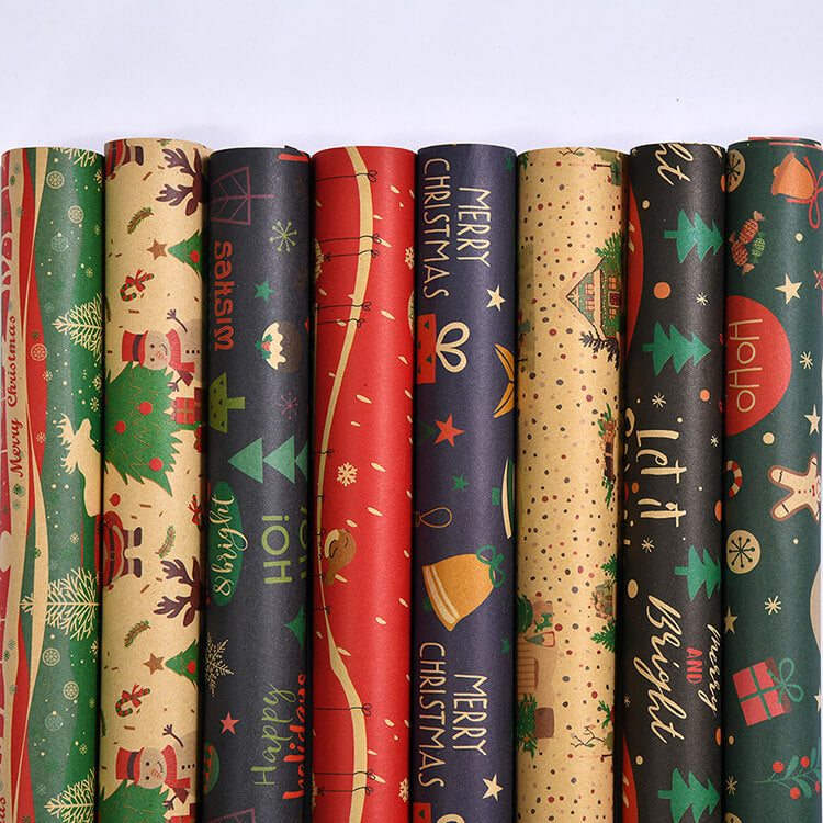 Gift Wrapping Paper, Made from Recycled Kraft Paper, 20 Pack 70X50CM Folded Sheets With Ribbon