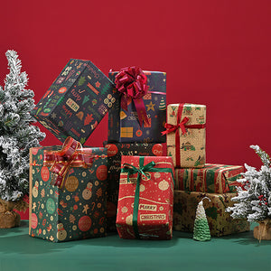 Gift Wrapping Paper, Made from Recycled Kraft Paper, 20 Pack 70X50CM Folded Sheets With Ribbon